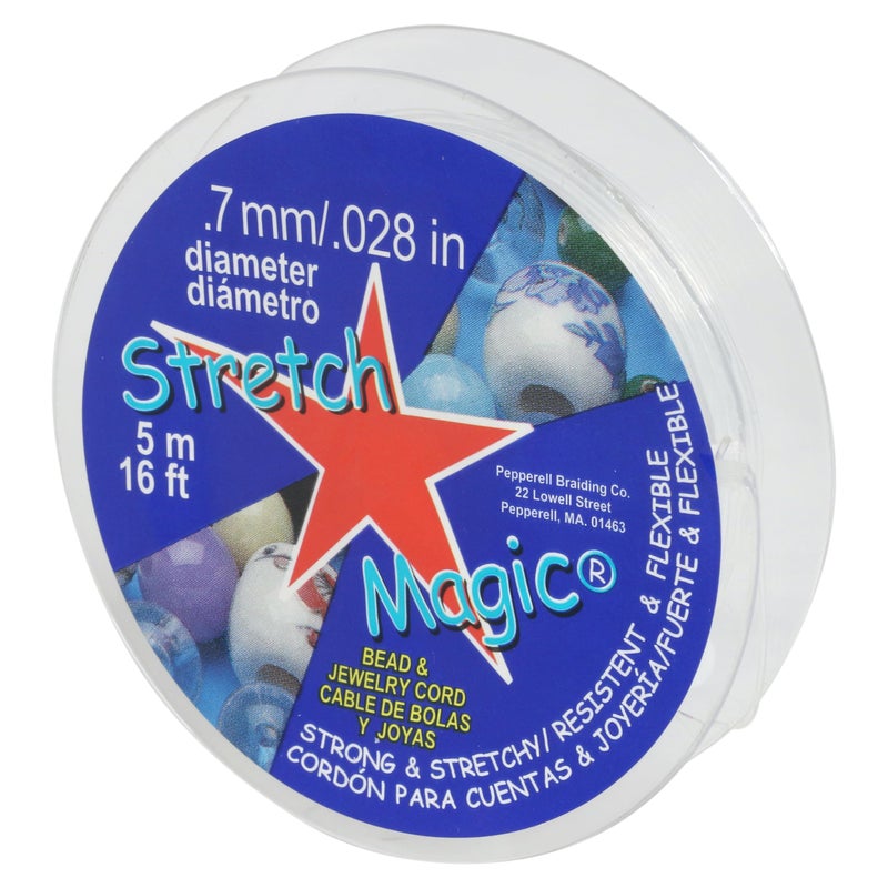 Stretch Magic Elastic Beading Cord â€“ Clear Color, 0.7mm in Diameter, 5-Meter (16.4 ft) - Easy to Knot, Strong & Stretchy String for Making Beaded Jewelry - Image 1